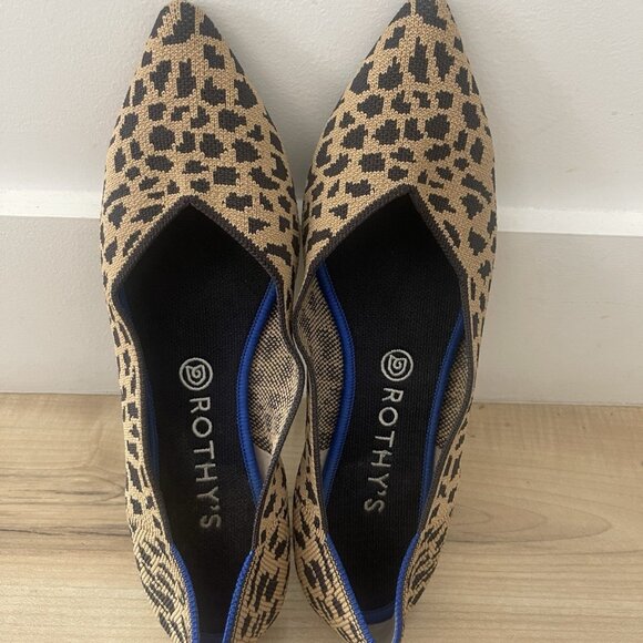 Rothy's The Point Leopard Print Flats Size 11 Women Slip On Knit Washable - Picture 1 of 7
